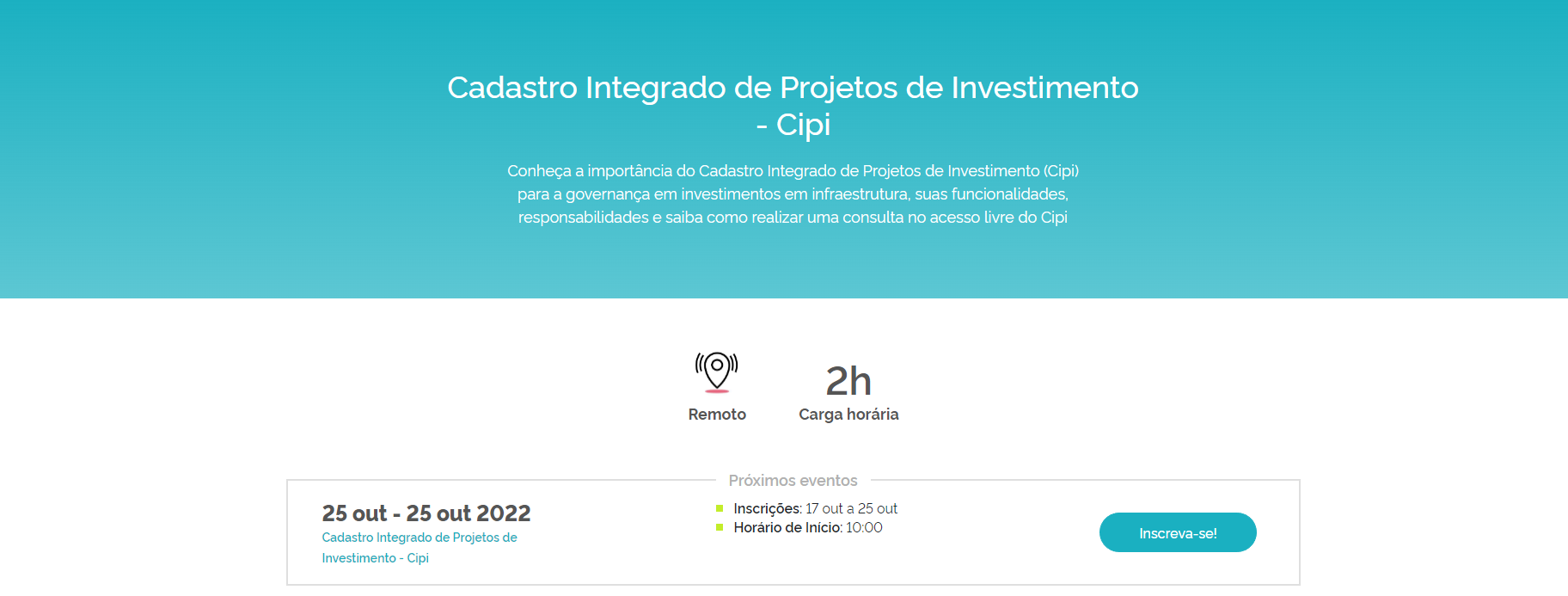 Cadastro Integrado de Projetos de Investimento - CIPI