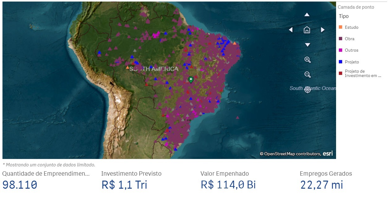 Mapa do brasil e outras informações adicionais sobre investimentos