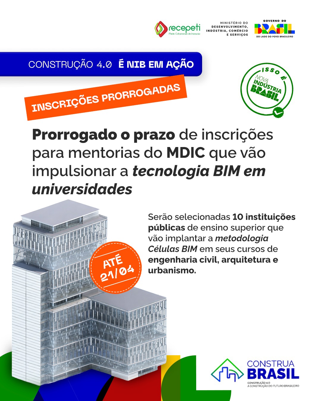 Imagem com fundo com vários tons de azul, no centro uma foto de um livro com o título Guia para Planos de Implementação BIM Curricular