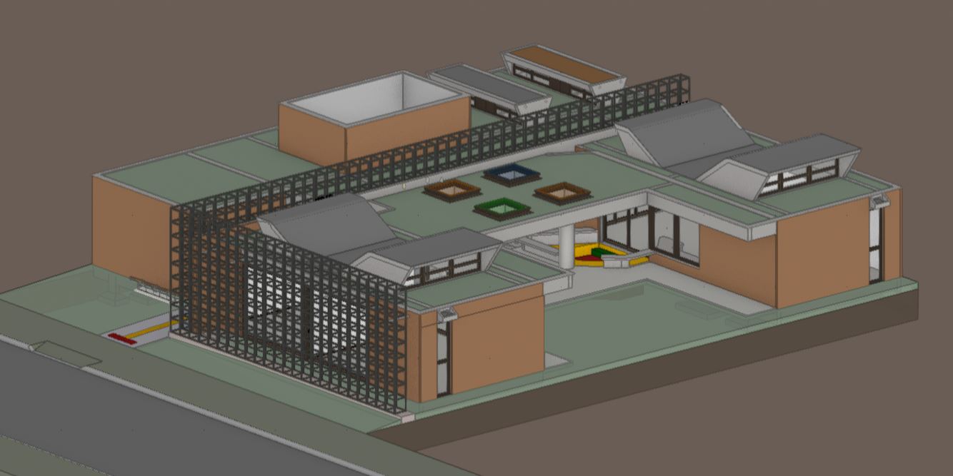 Imagem: Visualização do modelo BIM do Núcleo Básico do CEU da Cultura – Programa Territórios da Cultura.