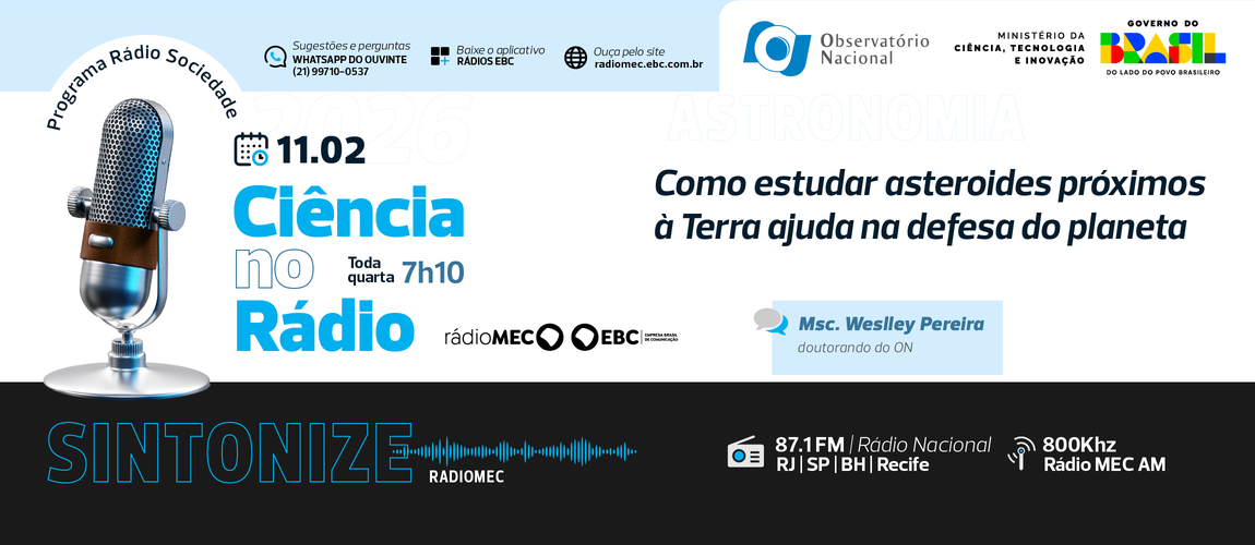 Mestre Weslley Pereira, doutorando no Observatório Nacional (ON/MCTI), é o entrevistado desta semana