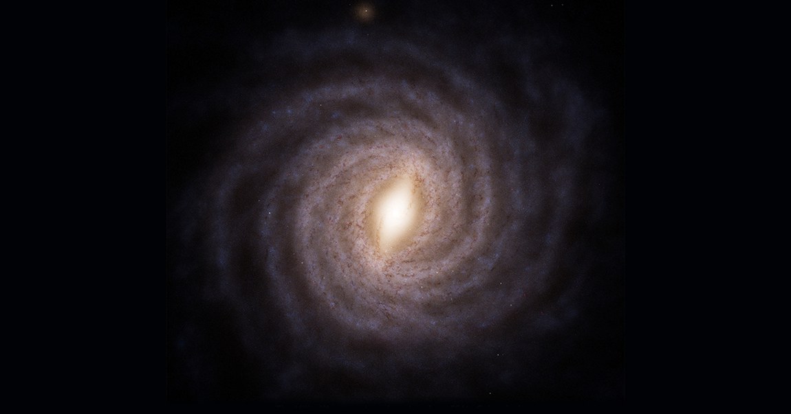 A Via Láctea é uma galáxia onde a maior parte das estrelas está distribuída em uma grande estrutura de poeira achatada, chamada de disco. Foto: European Space Agency (ESA).