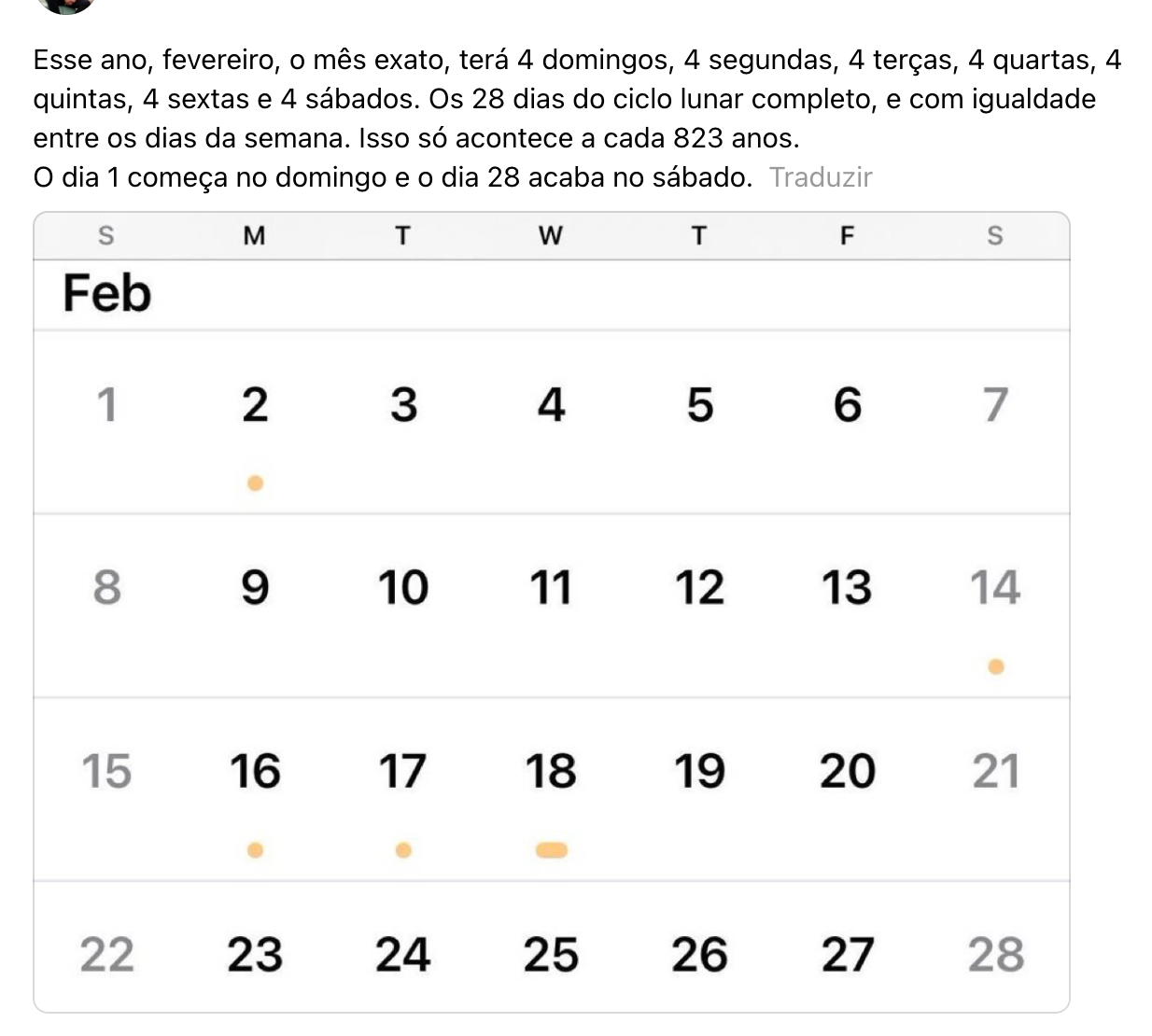 Fevereiro exato em 2026?