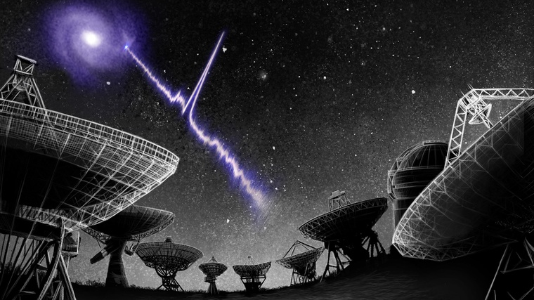 Concepção artística da localização de uma RFB em sua galáxia hospedeira. Fonte: Danielle Futselaar/AAS Nova.