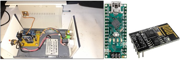 Protótipo do detector de relâmpago; Arduino Nano; Módulo IoT. Foto: ON.