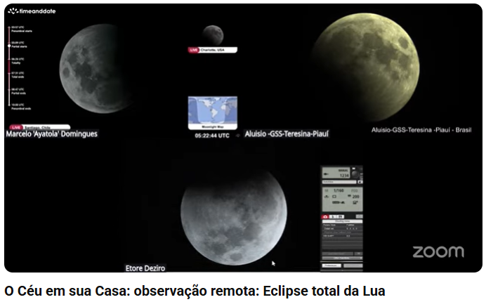 Edição do Programa Céu em sua Casa mostra Eclipse total da Lua