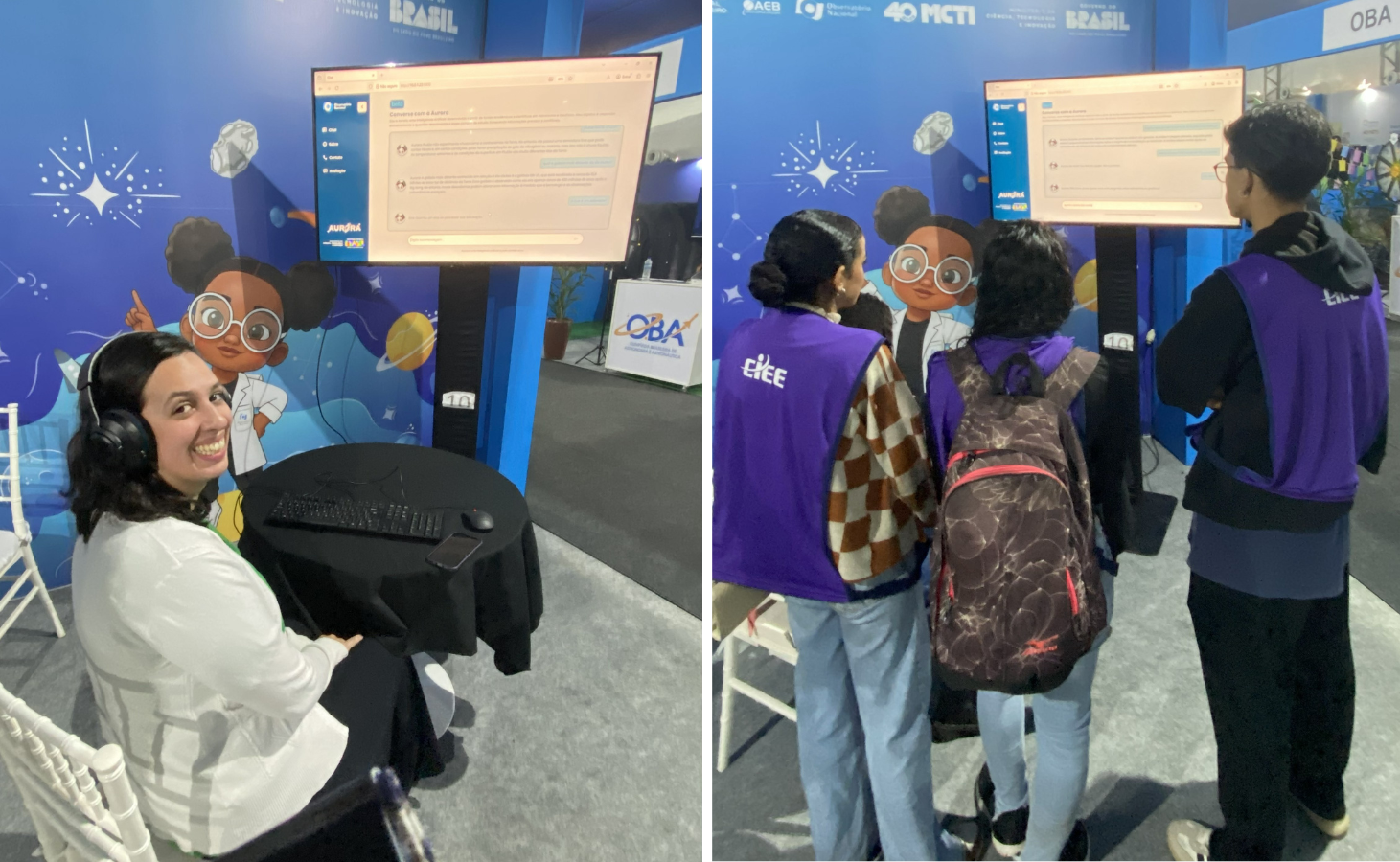 Visitantes interagem com a Aurora