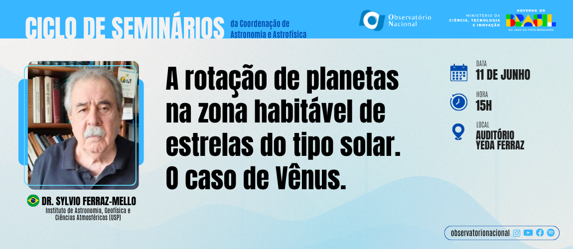 Palestra será ministrada pelo Prof. Dr. Sylvio Ferraz-Mello, da Universidade de São Paulo (USP)