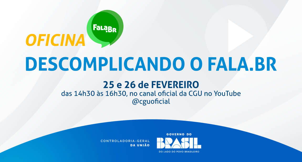 Os encontros serão realizados nos dias 25 e 26/02, a partir das 14h30, com transmissão pelo canal da CGU no Youtube.