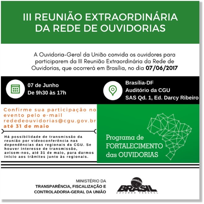 Convite III Reunião Extraordinária da Rede de Ouvidorias