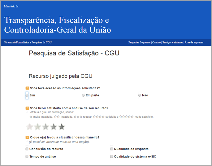 Questionário pesquisa de satisfação recursos