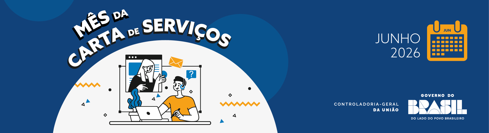 banner com arte conceito escrito Mês da Carta de Serviços