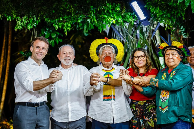 Presidente da República, Luiz Inácio Lula da Silva, durante encontro com lideranças indígenas e cerimônia de condecoração do líder indígena Raoni