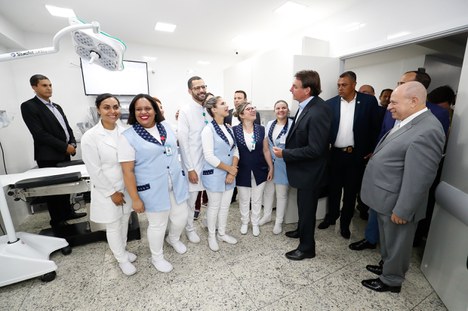 Presidente da República, Jair Bolsonaro durante Cerimônia de Inauguração do Novo Pronto-Socorro da Santa Casa da Misericórdia de Santos. Foto: Alan Santos/PR