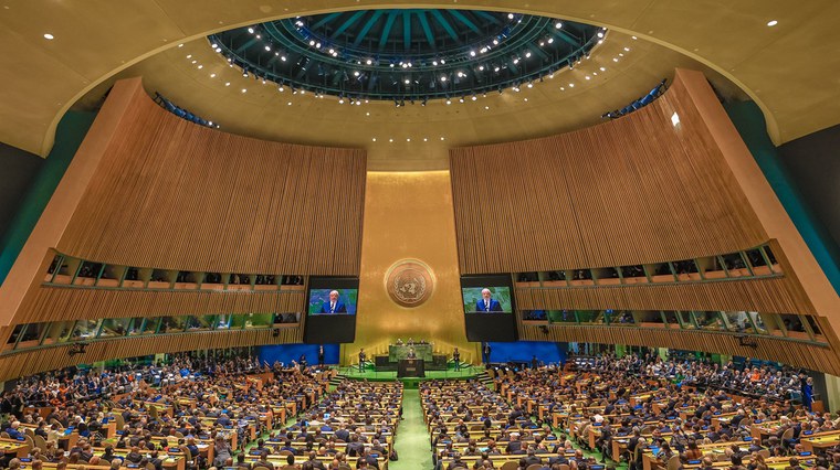Plateia cheia durante o discurso do presidente Lula na abertura da Assembleia Geral das Nações Unidas. Foto: Ricardo Stuckert / PR