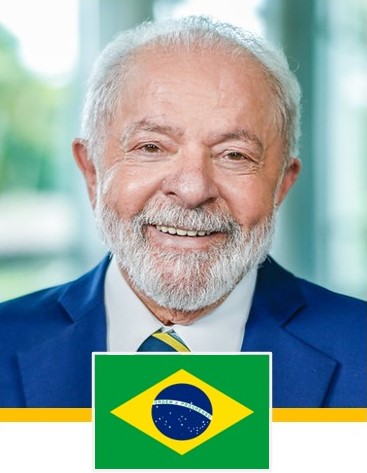 Foto do Presidente e Bandeira do País