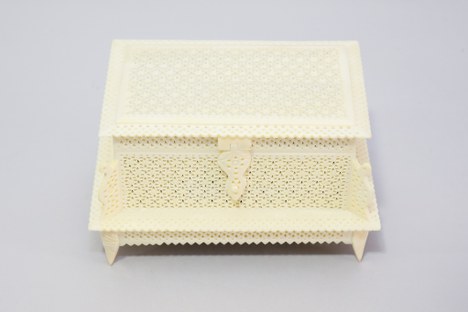 Estojo tipo porta-jóias, confeccionado em osso