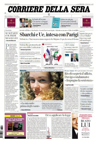 Reprodução da capa do Jornal Corriere della Sera do dia 21 de junho de 2023