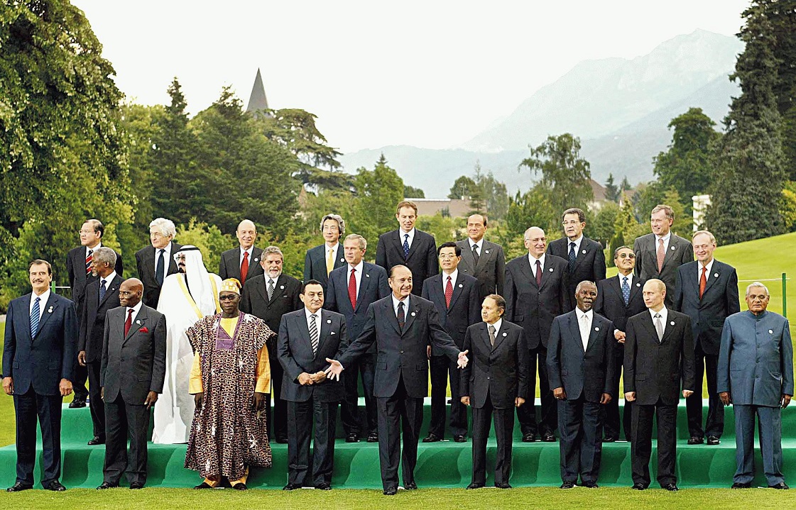 Foto oficial com presidentes, na Reunião do G8