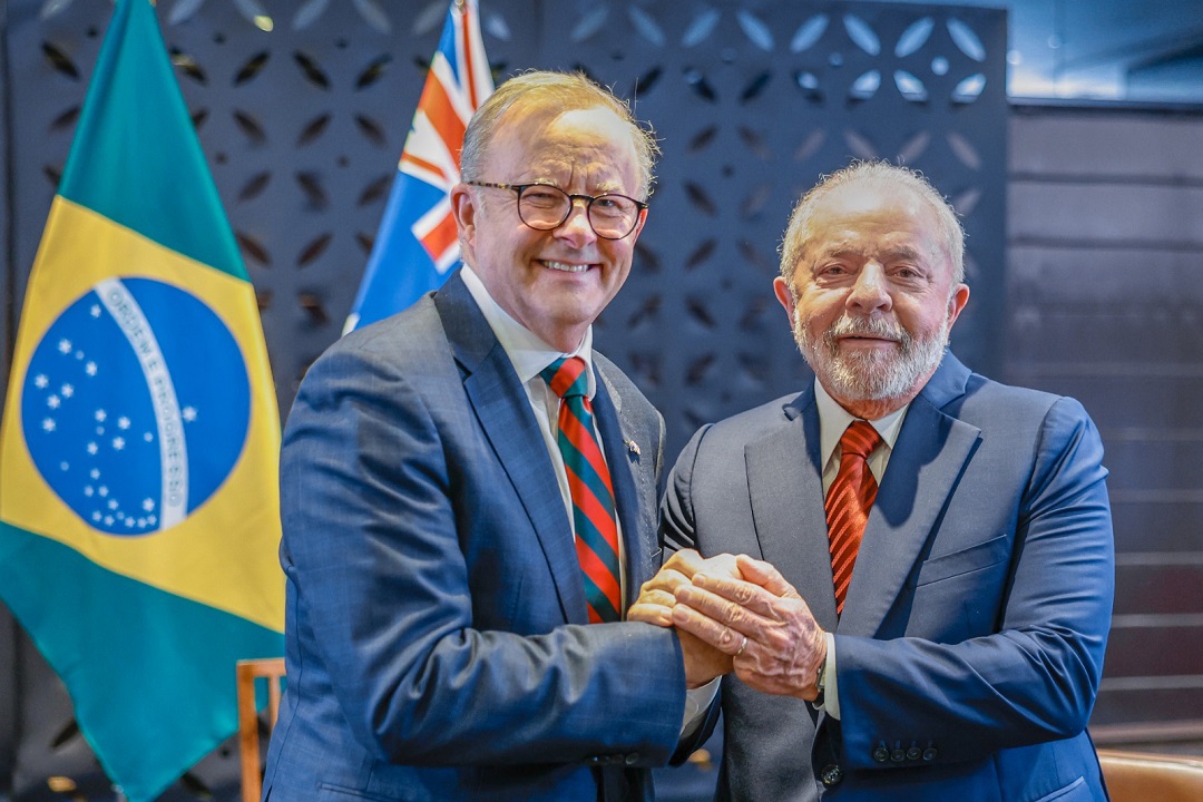 Hiroshima, Japão, 19.5.23 - Presidente Luiz Inácio Lula da Silva se encontra com o primeiro-ministro da Austrália, Anthony Albanese. É a primeira reunião bilateral que faz ao participar, como convidado, da Cúpula do G7.




