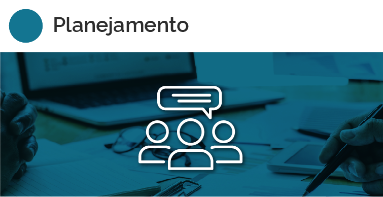 Imagem ilustrativo com texto que diz "Planejamento" e que indica portal com dados sobre este tema