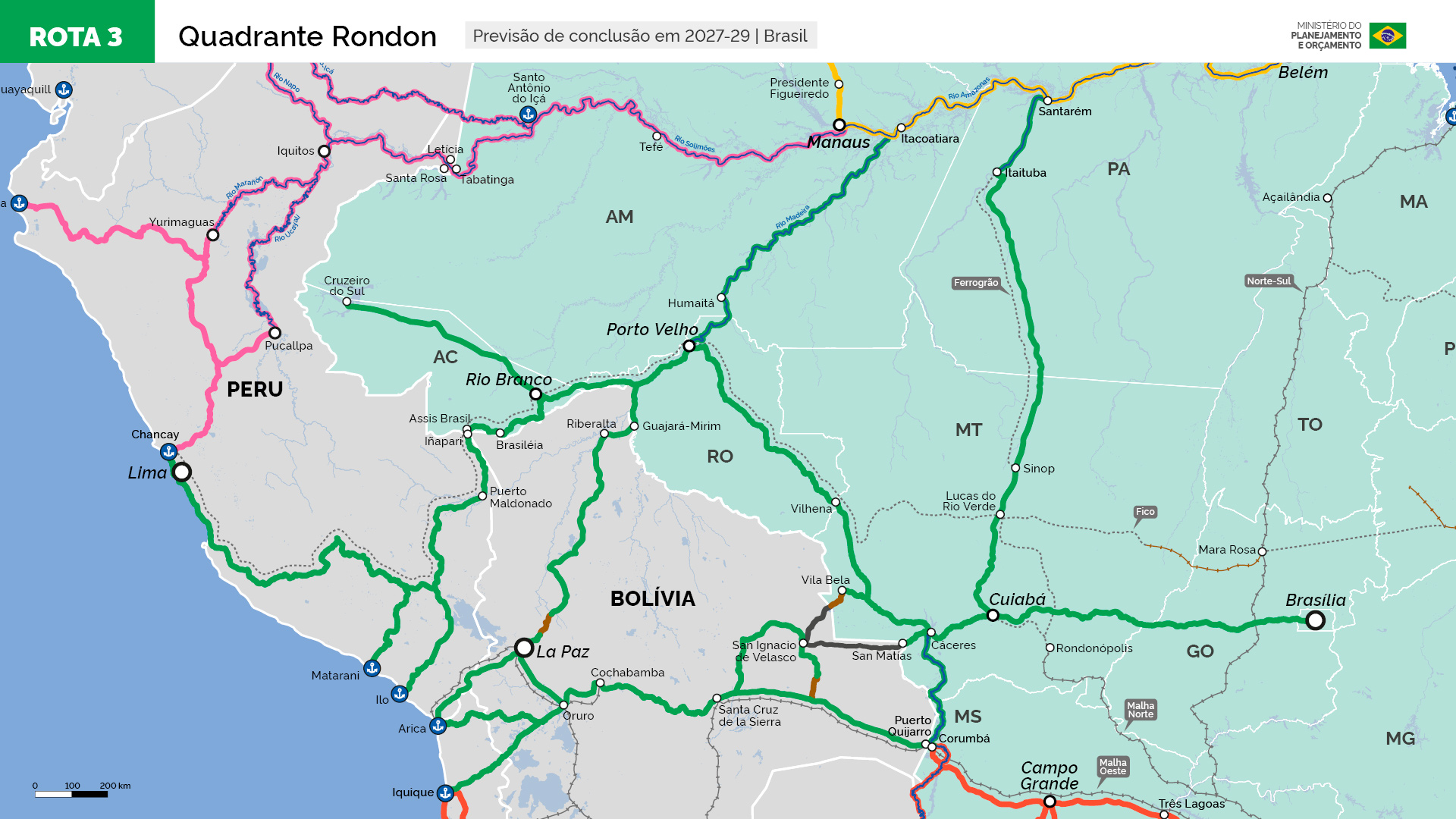 Mapa da rota 3 - cor verde