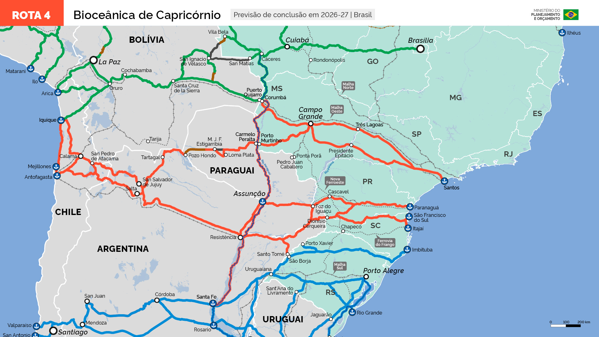 Mapa da rota 4 - cor vermelha
