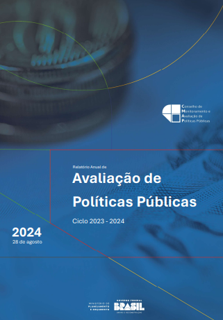 Capa com imagem de cédula do real com moedas em cima direciona para do Relatório de Avaliação de Políticas Públicas ao Congresso Nacional 2024