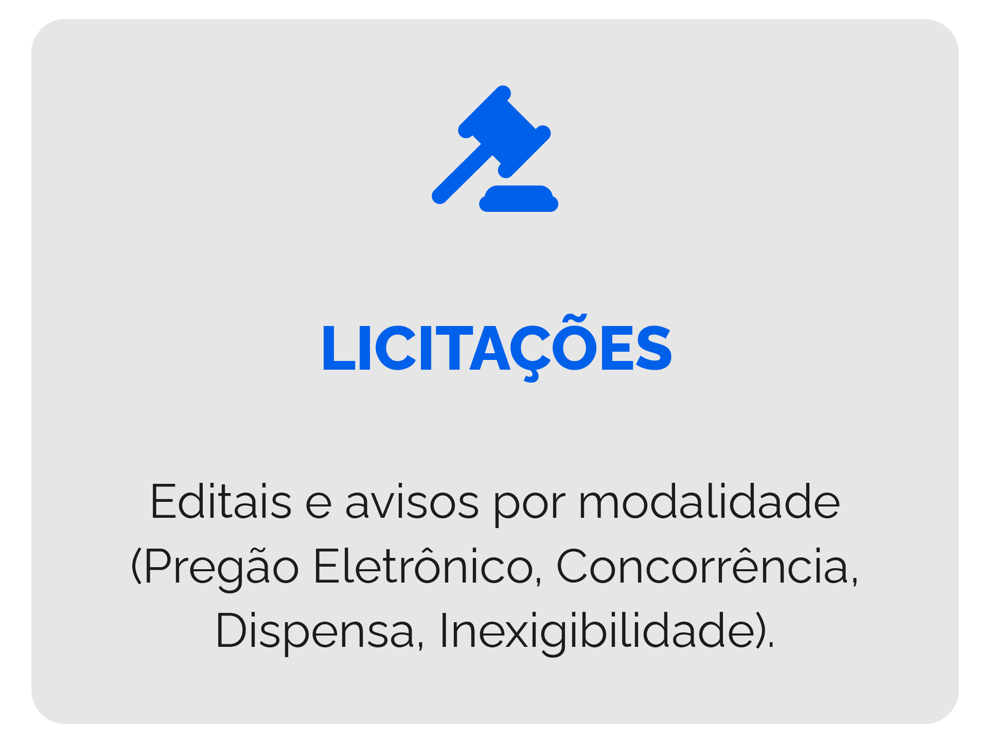 botão com fundo azul e letras brancas escrito licitações