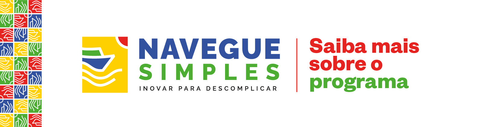 banner escrito com palavras coloridas navegue simples