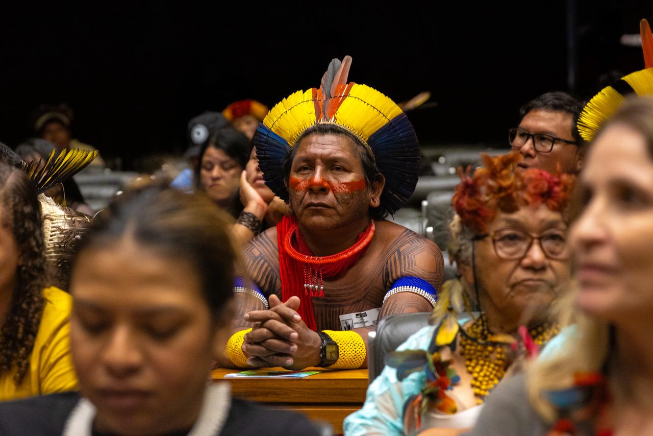 Indígenas se reúnem na bancada da Câmara dos Deputados