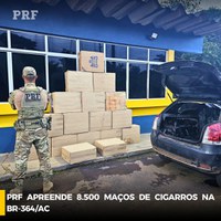 PRF apreende carga de cigarros contrabandeados na BR-364, no Acre