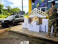 PRF apreende carga de cigarros contrabandeados na BR-364, em Senador Guiomard (AC)