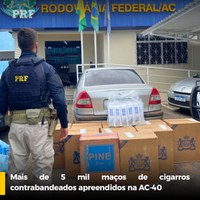 PRF apreende carga de cigarros contrabandeados na Rodovia AC-40, no Acre