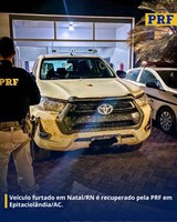 PRF apreende veículo furtado em Natal/RN durante fiscalização no Acre.