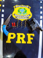 PRF realiza apreensão de armas e prende foragido da justiça na BR-364