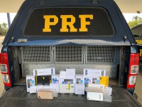 Após abordagem a ônibus, PRF apreende celulares e eletrônicos avaliados em 80.000 reais na BR 116 em Vitória da Conquista (BA)
