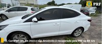 Carro locado em 2023 e não devolvido é recuperado pela PRF na BR 324