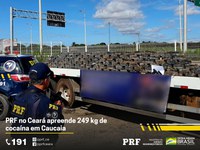 PRF no Ceará apreende cerca de 250 quilos de cocaína escondidos em caminhão guincho