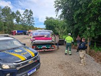 PRF recupera carga saqueada de carreta tombada em Iconha/ES