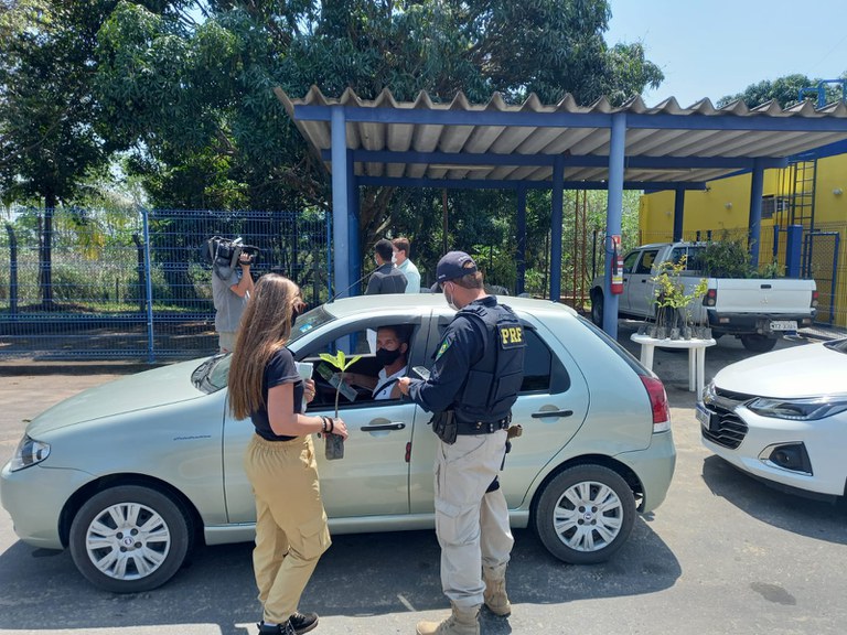 PRF realiza comando de educação em comemoração ao dia da árvore, em Linhares (ES)