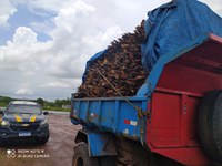 Carregamento ilegal de estacas é interceptado pela PRF na BR-135