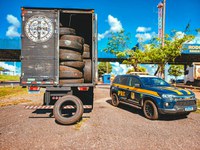 PRF apreende carga de pneus usados de origem estrangeira na BR-364 em Mato Grosso