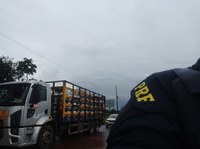 PRF recupera caminhão carregado com 514 botijões durante ronda na BR 040
