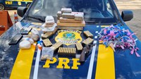 PRF apreende revólver, munições e drogas diversas em fundo falso de veículo na BR-251