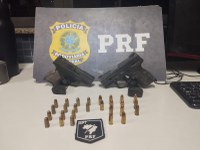 PRF apreende armas, munições e documento falso durante fiscalização na BR-262, em Florestal (MG)