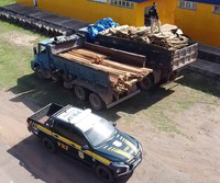 PRF apreende 22 m³ de madeira ilegal na BR-163, em Santarém/PA