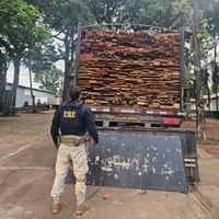 PRF apreende 80 m³ de madeira ilegal em fiscalização na BR-230, em Marabá/PA