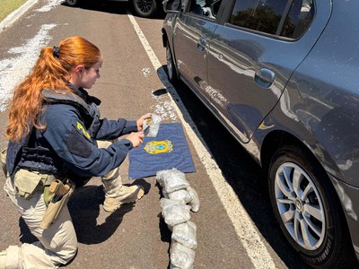 Policial realiza a contabilização da apreensão