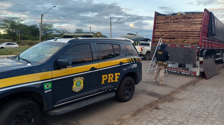 PRF e IBAMA apreendem 165 m³ de madeira ilegal durante operação no Sertão